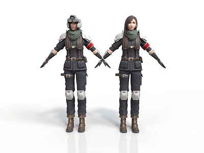 Two Tactical Characters In Combat Gear With Protective Armor And Gloves 3d model