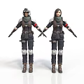 Two Tactical Characters In Combat Gear With Protective Armor And Gloves
