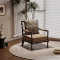 Elegant Interior With Ornate Armchair Spiral Rug Potted Plant And Framed Artwork
