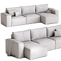 Elegant Modern L Shaped Velvet Sofas With Beige Gray Tones And Accent Pillows 3d model