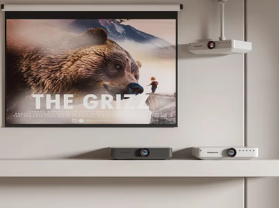 Modern Projector Projector Curtain Combination Projector Curtain Projection Equipment Indoor 3d model