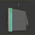 Classic Vintage Electronic Television With Colorful Casing Antenna And Reflective Screen