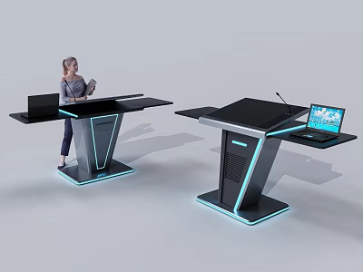 Modern Podium Design With Laptop Display LED Lighting and Sleek Structure 3d model