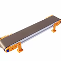 Industrial Conveyor Belt System With Orange Frame Black Belt And Roller Components 3d model