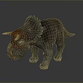 Realistic Triceratops Dinosaur Figure With Orange Horns Gray Body And Frill