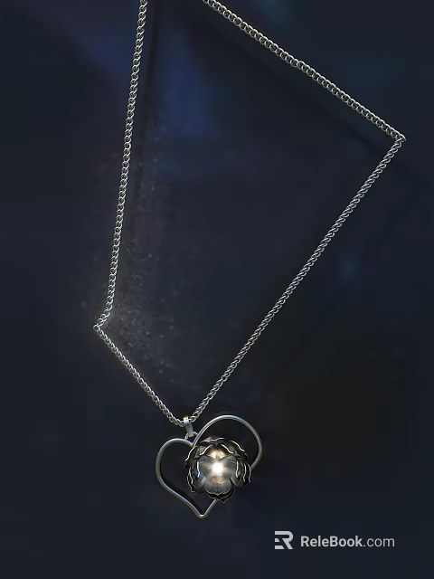 Elegant Silver Necklace With Heart Shaped Pendant And Rose Gold Center Design 3d model 