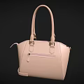 Beige Leather Handbag Featuring Embossed Pattern Top Handles And Detachable Strap 3d model