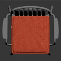 Modern Leisure Chair With Silver Metal Frame Armrests And Red Cushion