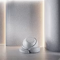 Gray Speckled Texture Cylindrical Components With Semi Circular Spherical Shapes And Light Effects