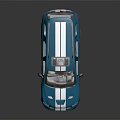 Blue Sporty SUV With White Stripes Sleek Exterior And Alloy Wheels