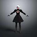 Anime Character With White Short Hair Black Dress Red Emblem And Black Gloves