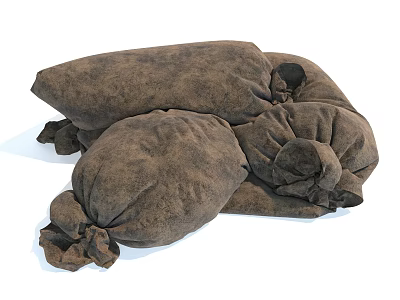 Soft Brown Knotted Fabric Sofa Stools With Comfortable And Cozy Design 3d model