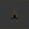 Giant Brown Dinosaur Model With Brick Structure And Spikes On Gray Background
