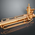 Detailed Golden Mechanical Equipment With Intricate Metal Pipes Valves And Knobs