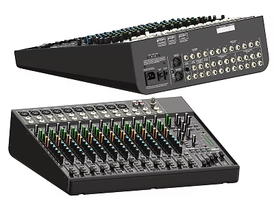 Professional Musical Instrument Audio Mixing Console With Multiple Knobs Faders And Input Outputs 3d model