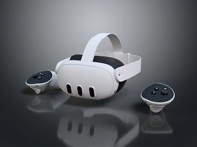 Sleek White VR Headset With Dual Controllers Modern Entertainment Electronics 3d model
