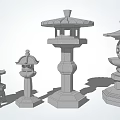 Traditional Japanese Style Stone Outdoor Lanterns With Various Designs For Garden Decoration