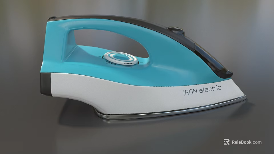 Modern Electric Iron in Blue and White Design with Sleek Handle for Daily Household Use 3d model 