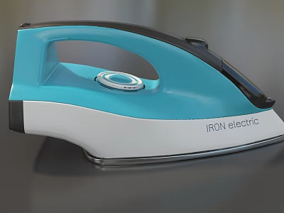 Modern Electric Iron in Blue and White Design with Sleek Handle for Daily Household Use 3d model