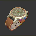 Stylish Modern Watch With Green Dial And Brown Leather Strap For Daily Use
