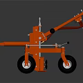 Red Industrial Mechanical Tool With Wheels Handle And Metal Frame Structure 3d model