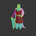 Medieval Knight Stone Statue With Helmet Armor Shield Sword And Cloak