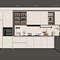Modern Kitchen Interior With Light Colored Cabinets Built in Appliances And Countertop 3d model