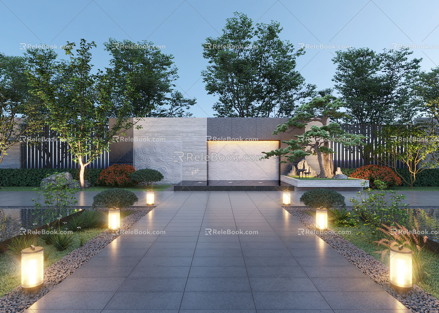 Modern courtyard courtyard landscape 3d model