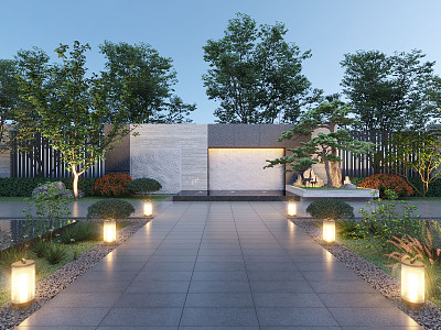 Modern courtyard landscape 3d model