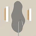 Irregular Shaped Mirror Mounted on Wall With Wall Sconces and Tree Reflections 3d model