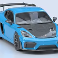 Blue Sports Car With Black Rear Spoiler Hood Wheels And Sporty Design
