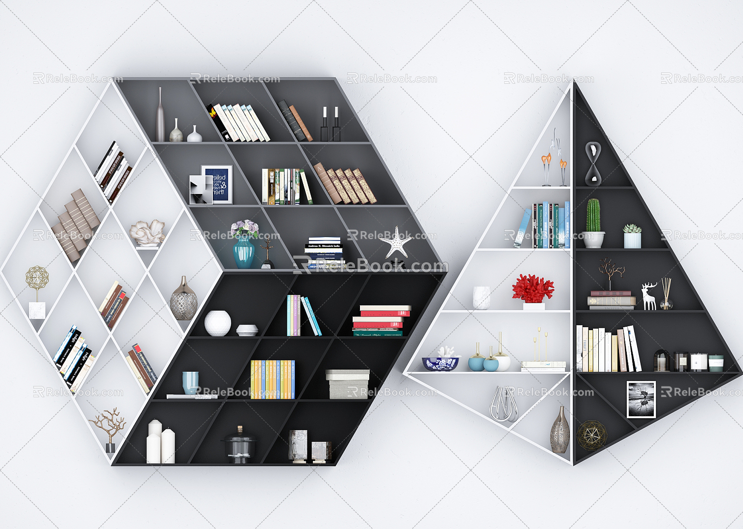 Geometric Bookshelf Modern Bookshelf 3d model