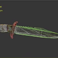 Unique Decorative Knife With Textured Blade And Colorful Red Accented Handle Artistic Design
