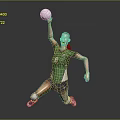 Woman Playing Volleyball In Green Jersey With Number 8 Jumping To Spike