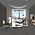 Dental Clinic Interior With Treatment Chair Medical Equipment Bright Lighting And Large Window
