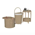 Wicker Bathroom Accessories with Storage Baskets Rolling Bin and Shelf for Toiletries and Towels