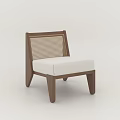 Modern Minimalist Leisure Chair With Wooden Frame Rattan Backrest And White Padded Seat