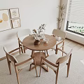 Modern Solid Wood Casual Tables and Chairs 3d model
