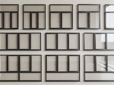 Display Of Modern Floor To Ceiling Windows With Various Designs 3d model