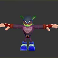 Gray Cartoon Character With Red Arm Bands Blue Shoes And Open Arms Pose