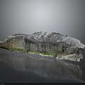 Natural Rock Structure With Green Vegetation White Surface Base Greenery And Black Reflection 3d model