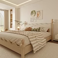 Cozy Bedroom With White Walls Wooden Bookshelves Wardrobe Decorative Paintings Stuffed Toys And Rug