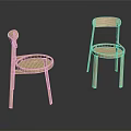 Two Light Wooden Leisure Chairs with Woven Seats and Simple Modern Design