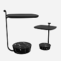 Black Modern Side Tables With Round Marble Base And Black Metal Frame Design 3d model