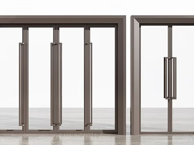 Contemporary Glass Door Design with Metal Frame and Vertical Handles for Interior 3d model