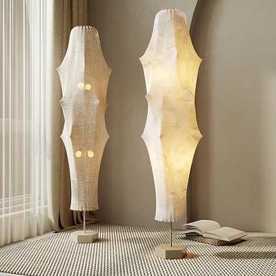 Stylish Floor Lamps With Unique Textured Design For Living Room Decor 3d model