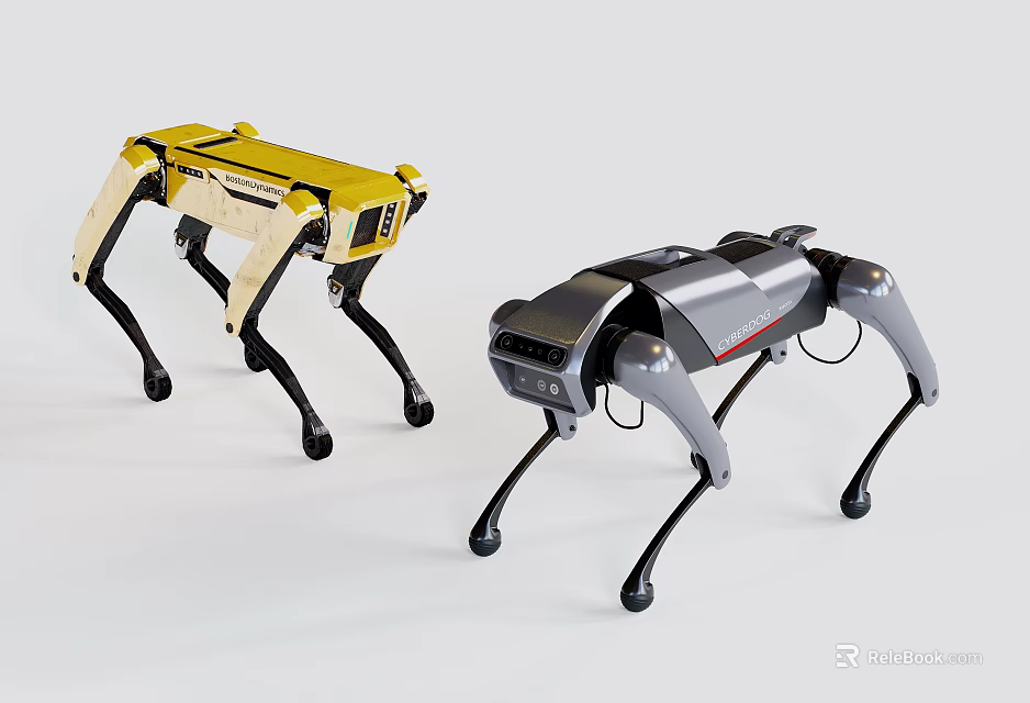 Smart Robotic Dogs With Yellow And Gray Modern Design And Mechanical Leg Features 3d model 