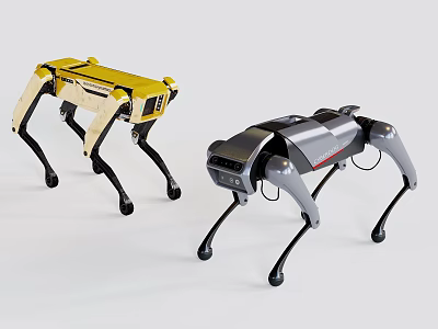Smart Robotic Dogs With Yellow And Gray Modern Design And Mechanical Leg Features 3d model