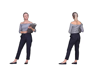 Fashion Women Business Office Characters Temperament Beauty Standing Posture Women Secretary 3d model