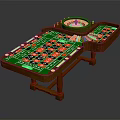Wooden Roulette Gaming Table With Green Felt Surface And Number Markers